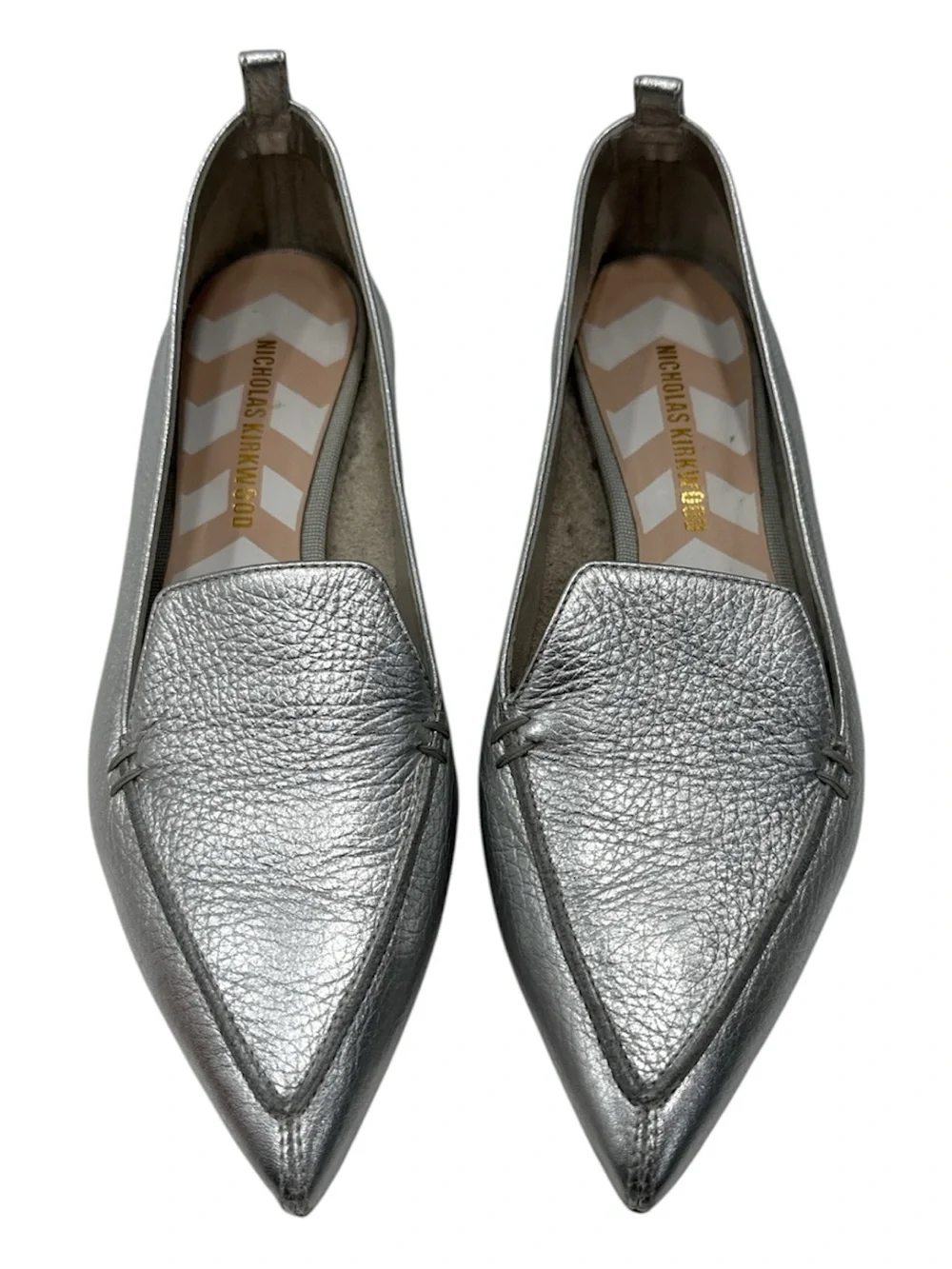 NICHOLAS KIRKWOOD | Beya Metallic Silver Leather‎ Loafers in silver size 37.5